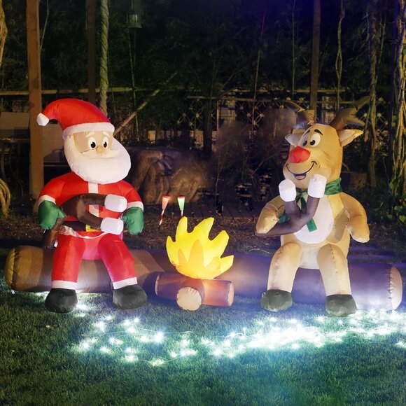🆕7FT Christmas Inflatable Santa And Reindeer Roasting Marshmal Outdoor Decor - Picture 9 of 10